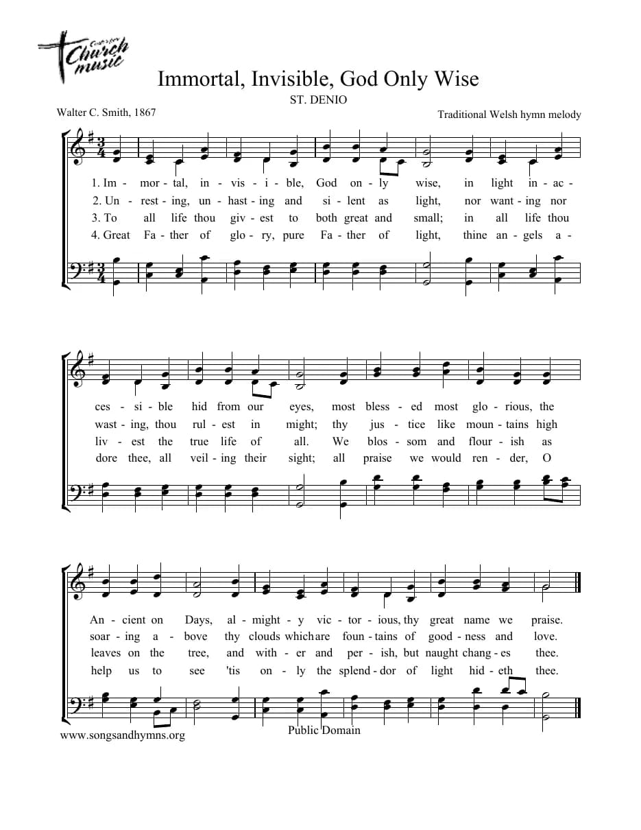 Immortal, Invisible, God Only Wise — first page