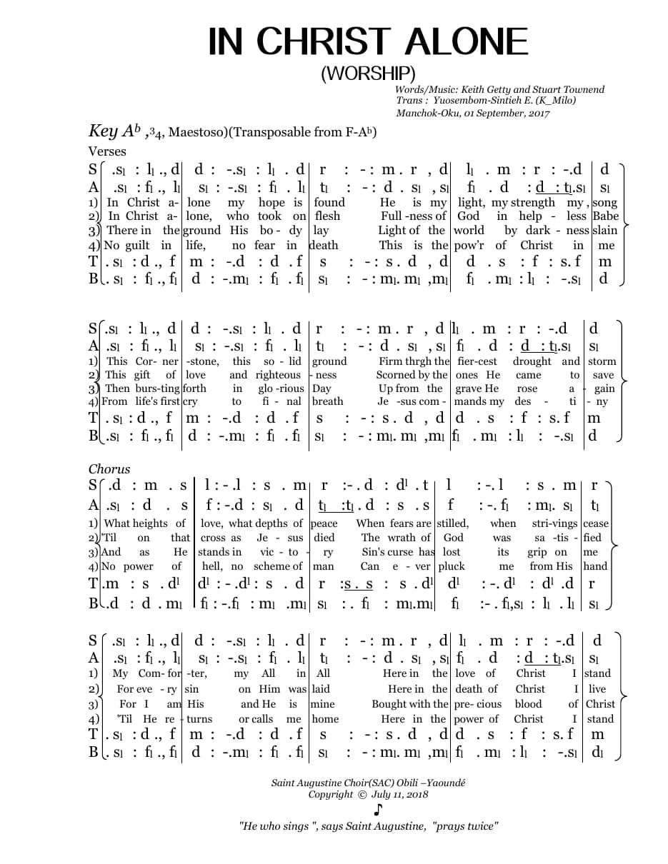 In Christ Alone Words and — first page