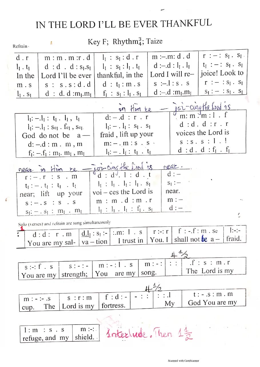 In the Lord I'll Be Ever Thankful — first page