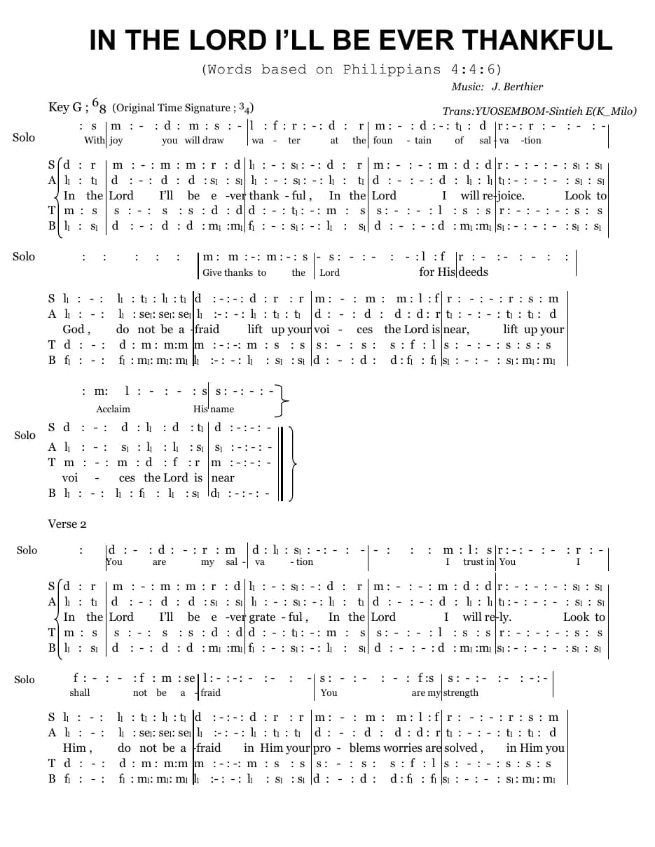 In the Lord I Will Be Ever Thankful — first page