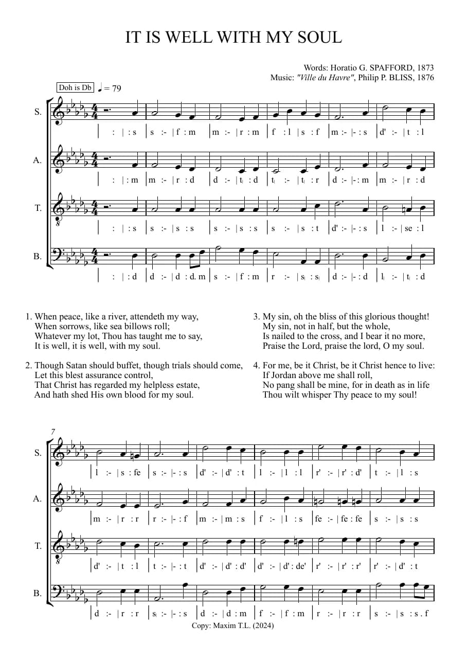 It Is Well with My Soul — first page