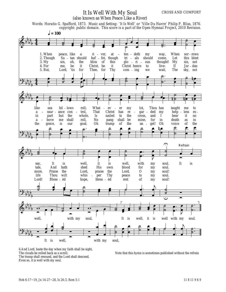 It Is Well with My Soul — first page