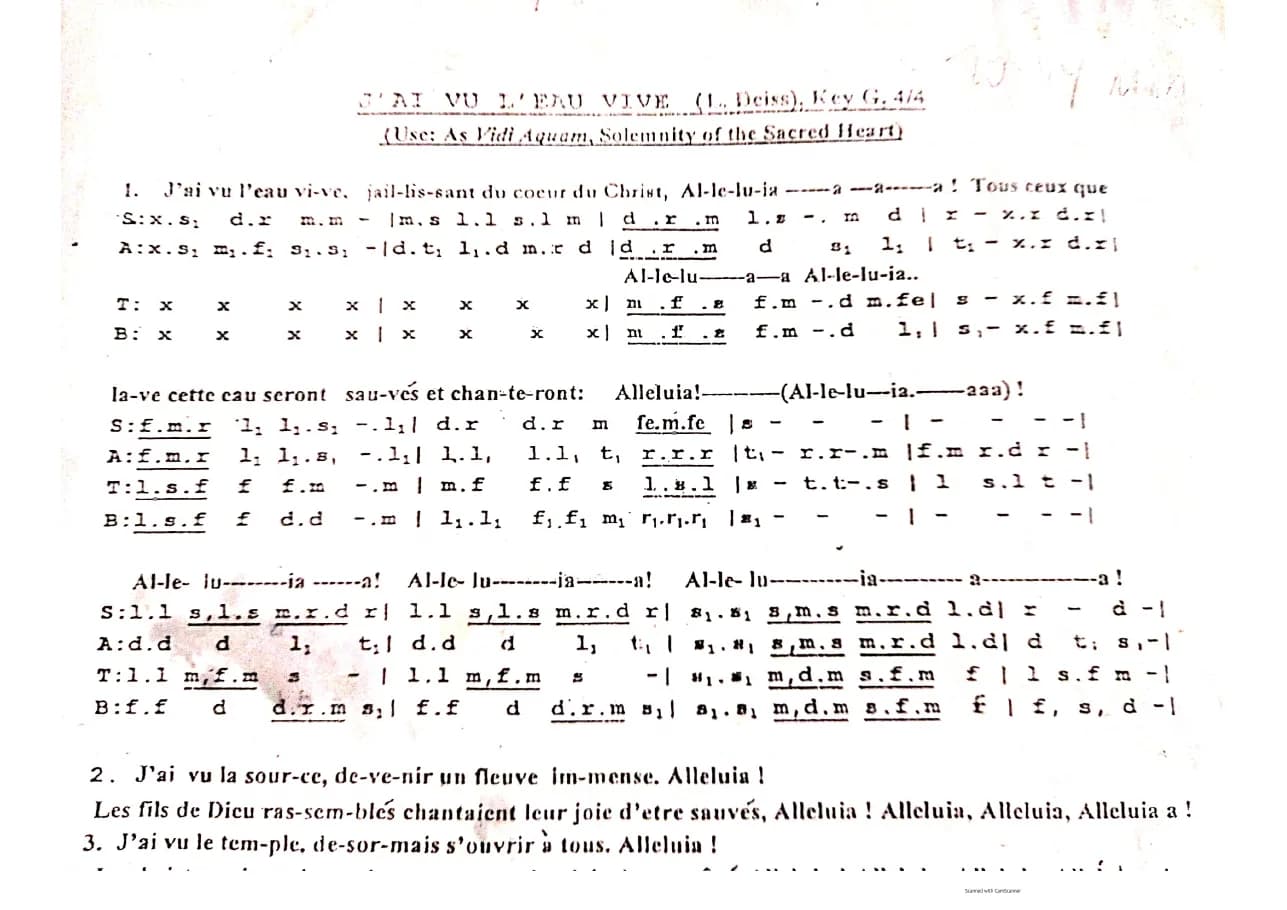 J'ai Vu L'eau Vive — first page