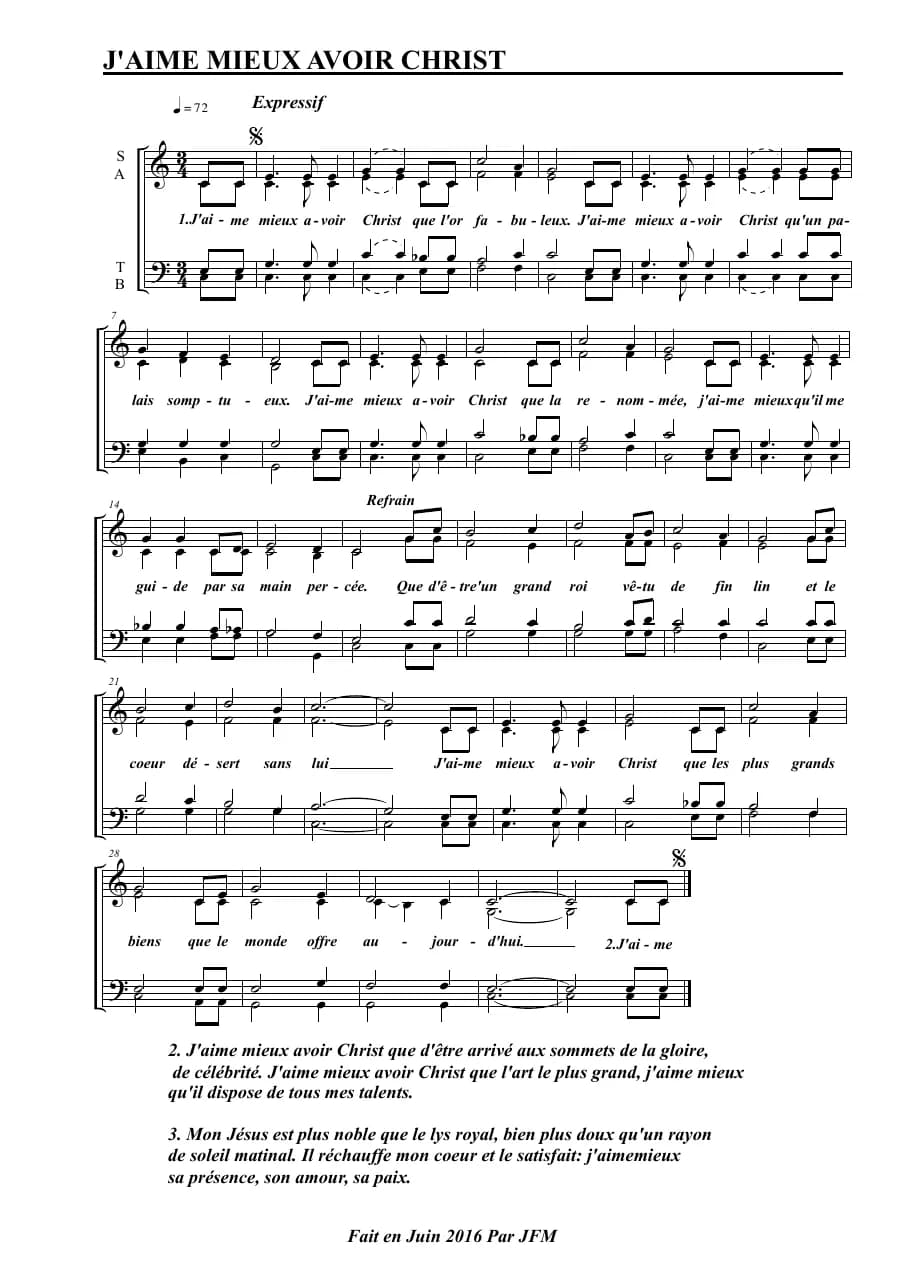 J Aime Mieux Avoir Christ — first page