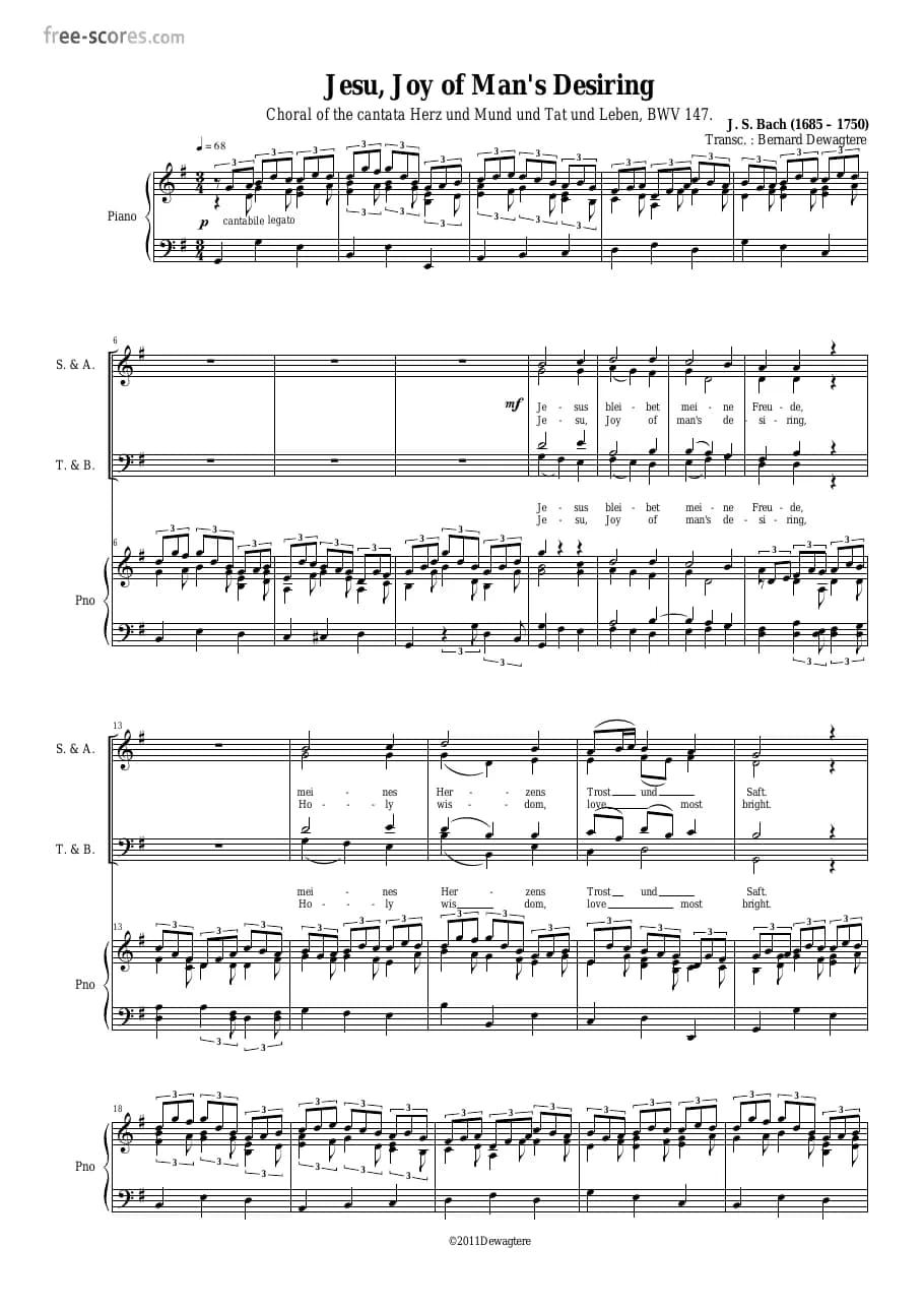 Jesu, Joy of Man's Desiring — first page