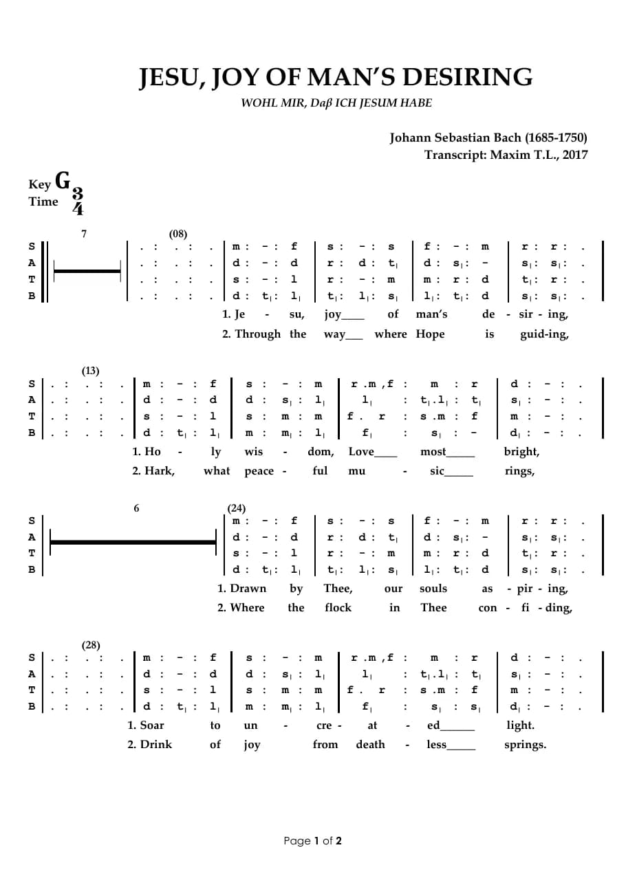 Jesu, Joy of Man's Desiring-1 — first page