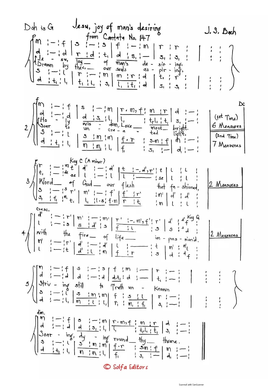 Jesu, Joy of Man's Desiring - Bach — first page