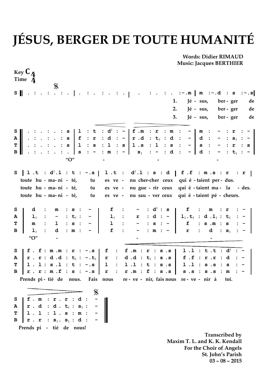 Jesus Berger de Tout Humanite — first page