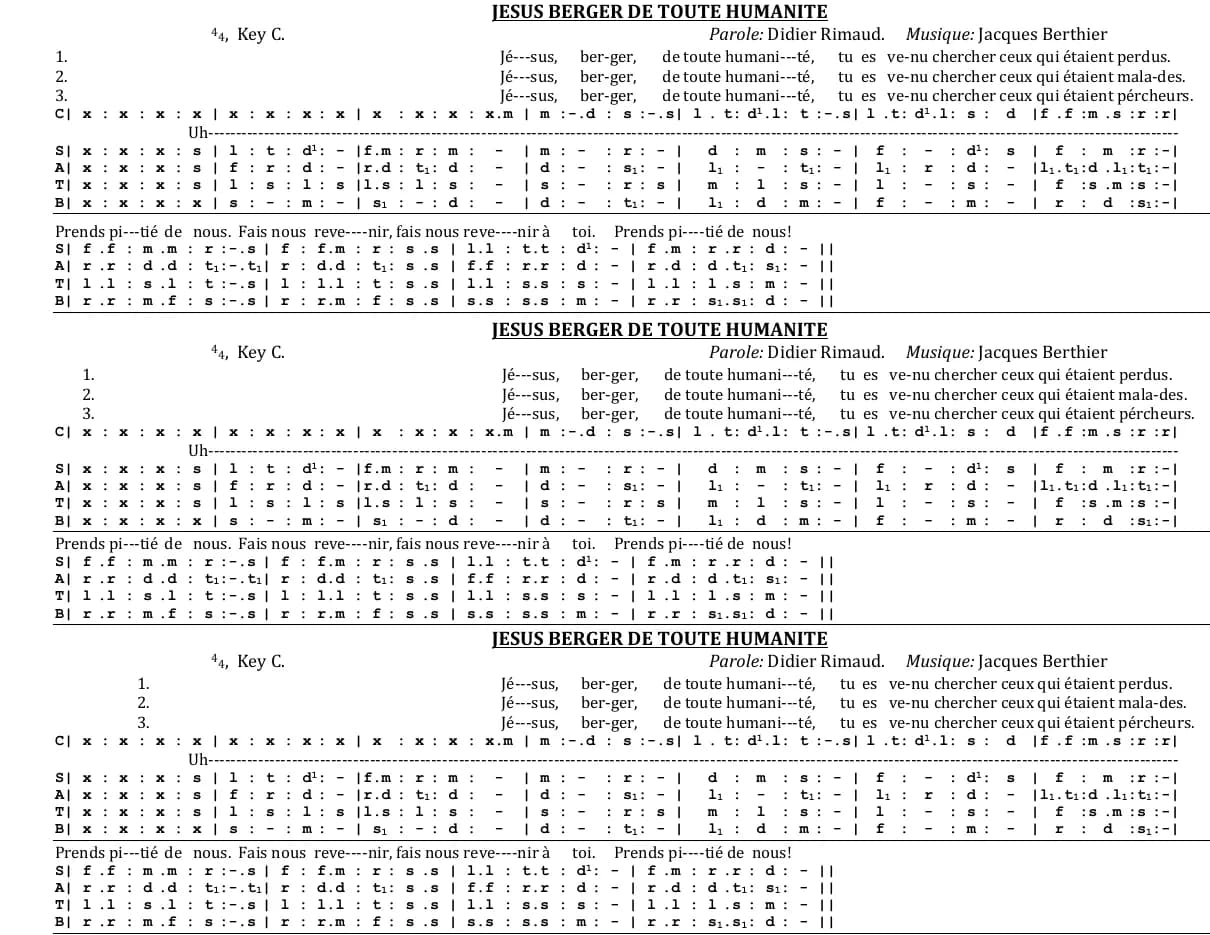 Jesus Berger de Toute Humanite — first page