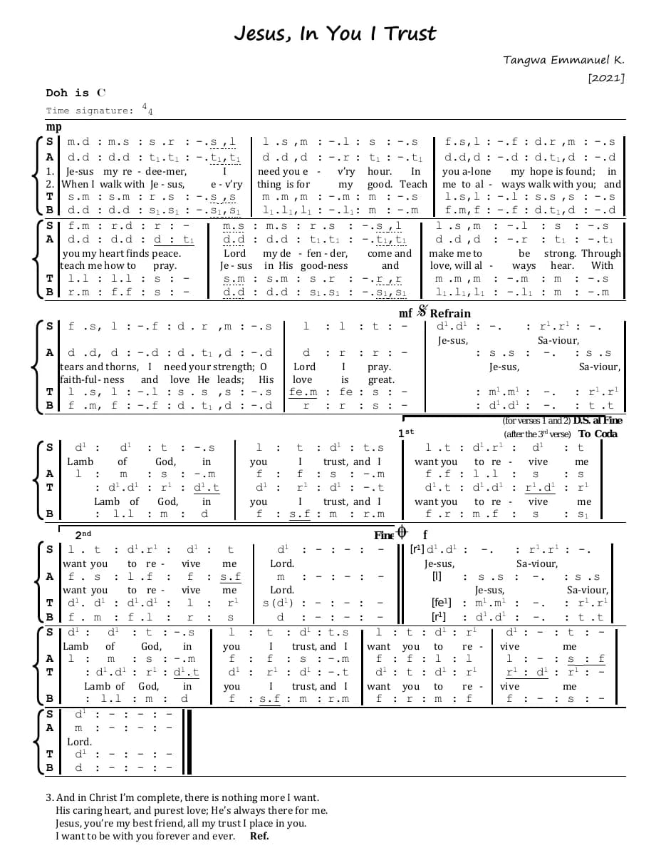Jesus, in You I Trust — first page