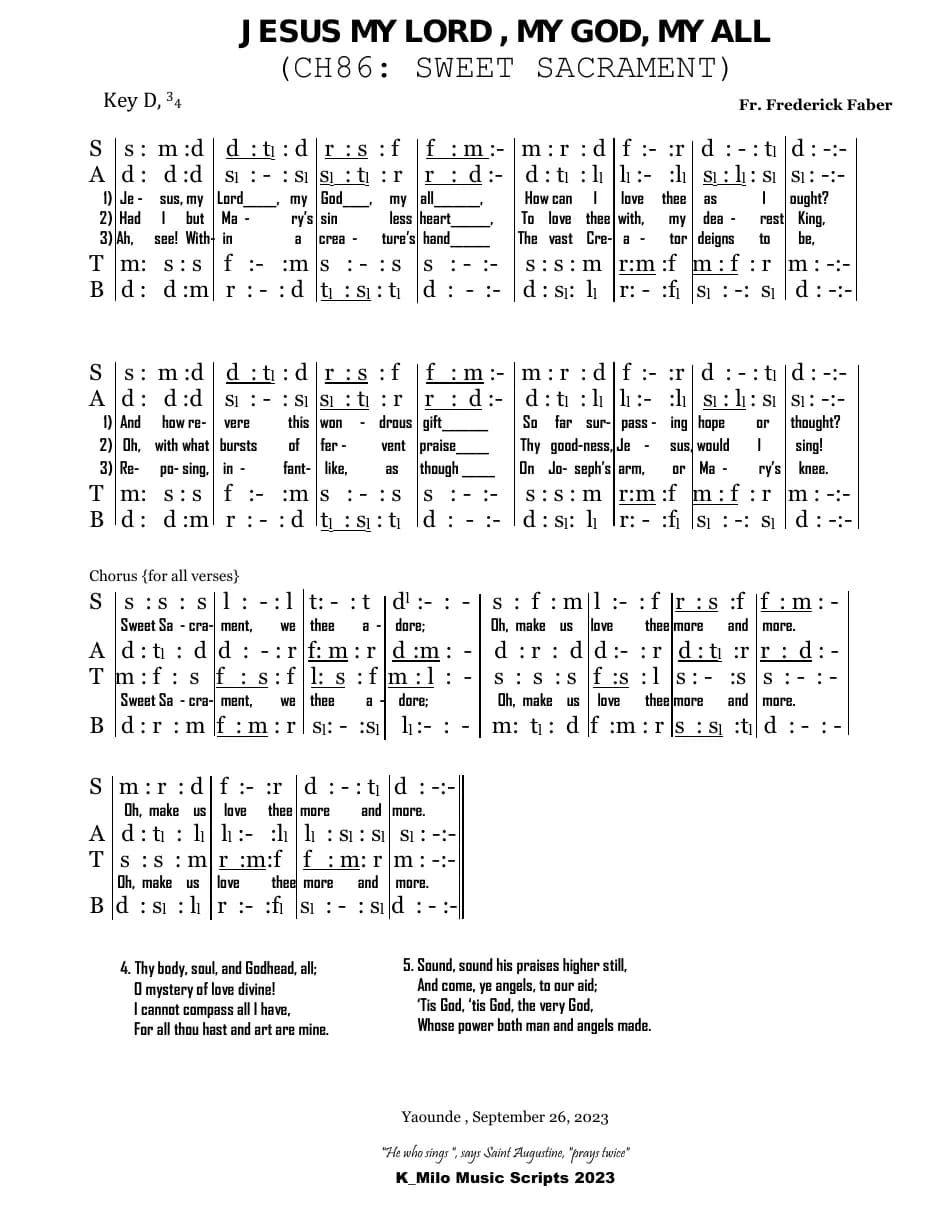 Jesus My Lord, My God My All — first page