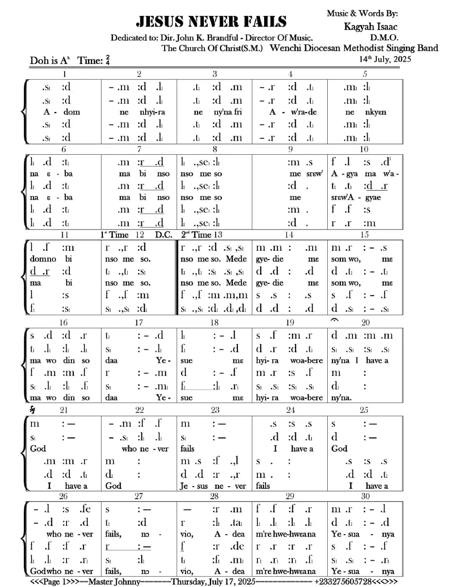Jesus Never Fail Tonic Original — first page