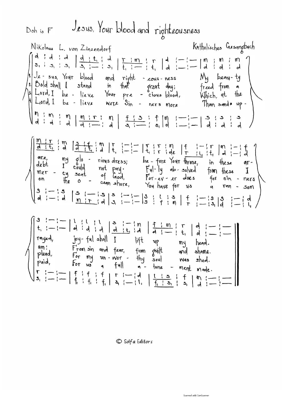 Jesus, Your Blood and Righteousness — first page