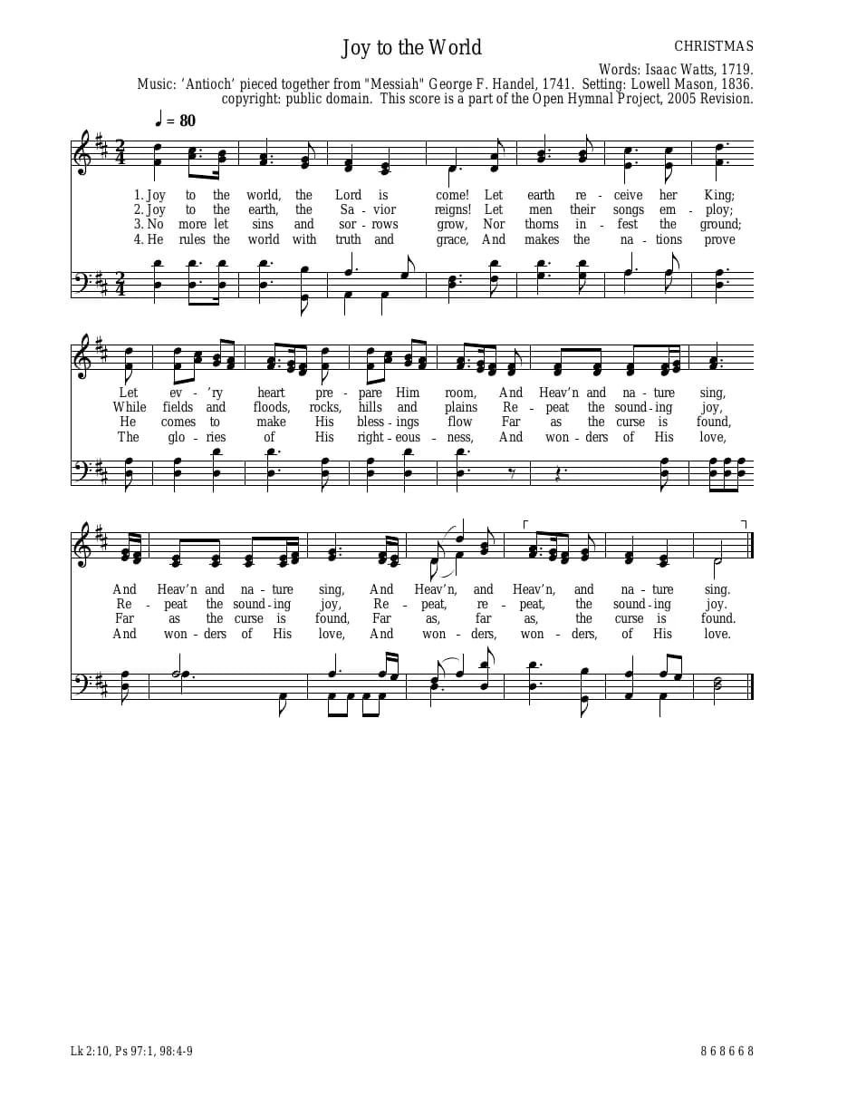 Joy to the World — first page