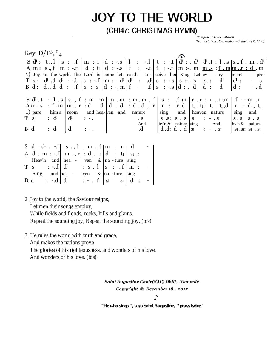 Joy to the World-1 — first page