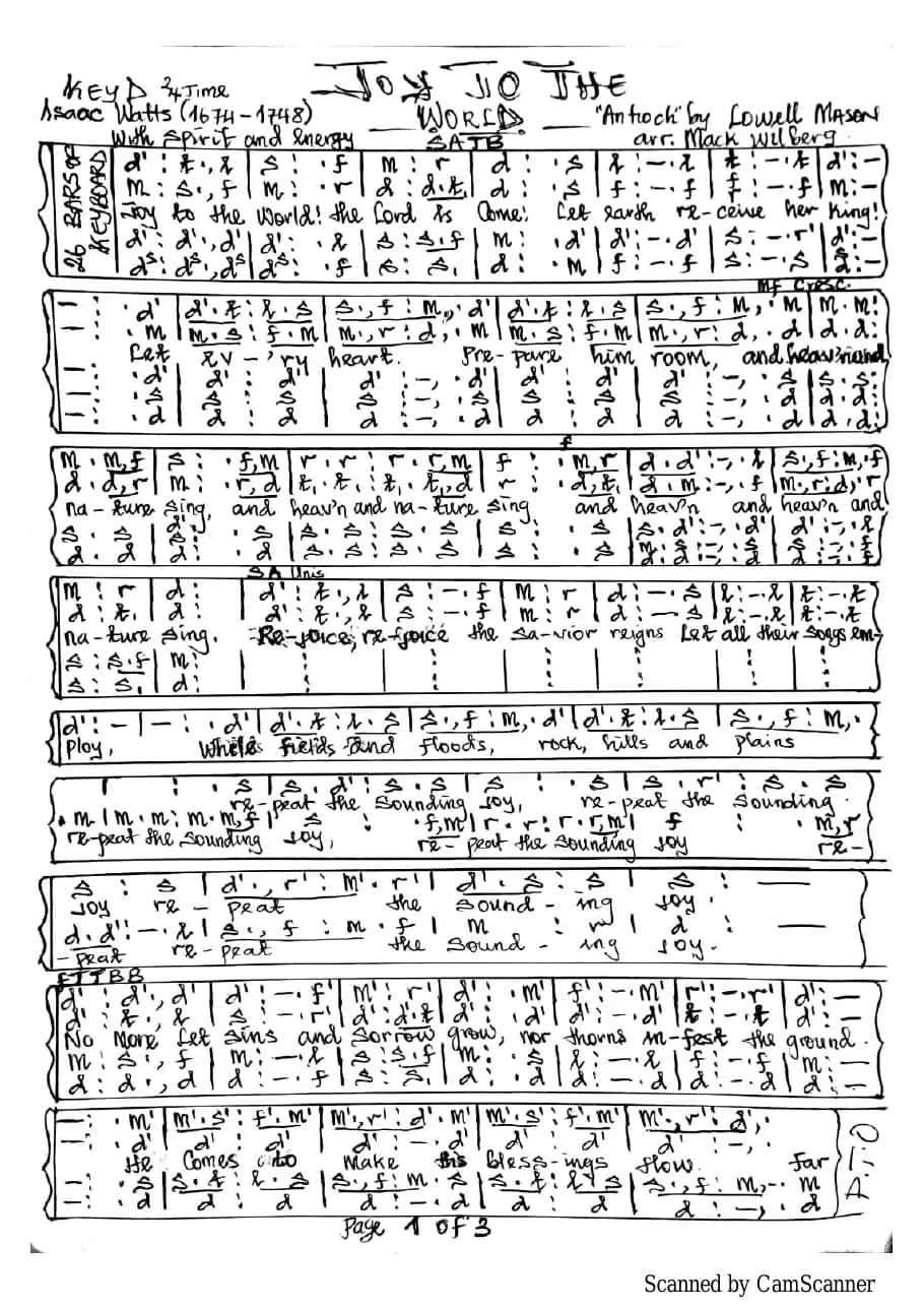 Joy to the World — first page