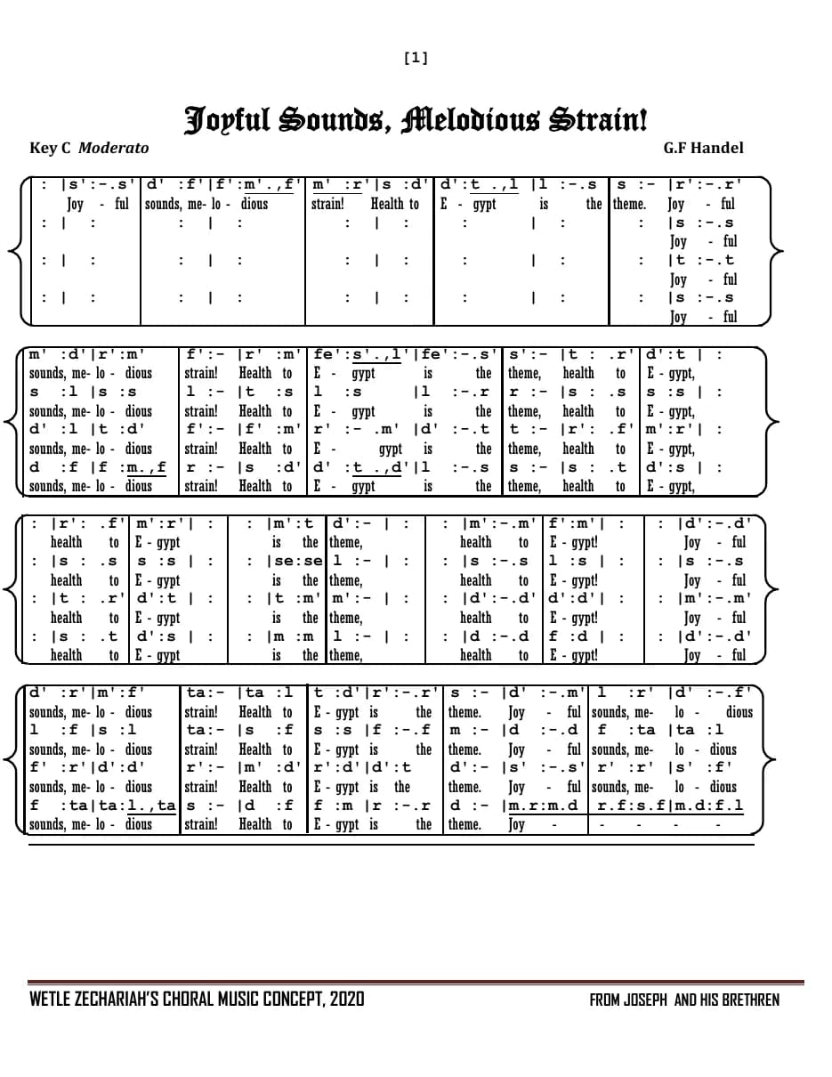 Joyful Sounds,Melodious Strain — first page