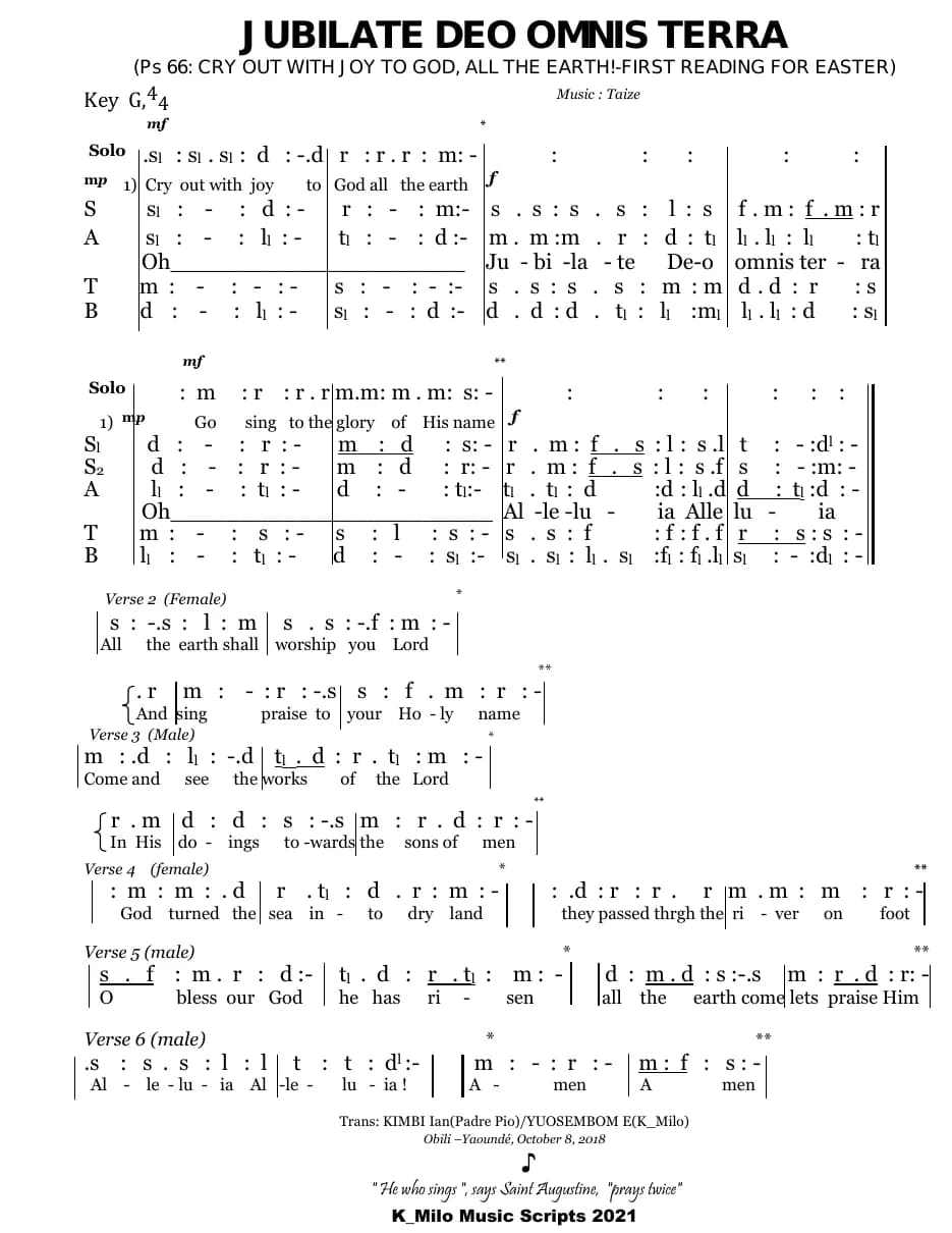 Jubilate Deo — first page