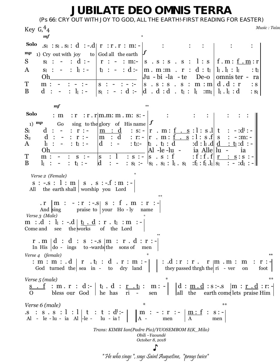 Jubilate Deo Omnis Terra — first page