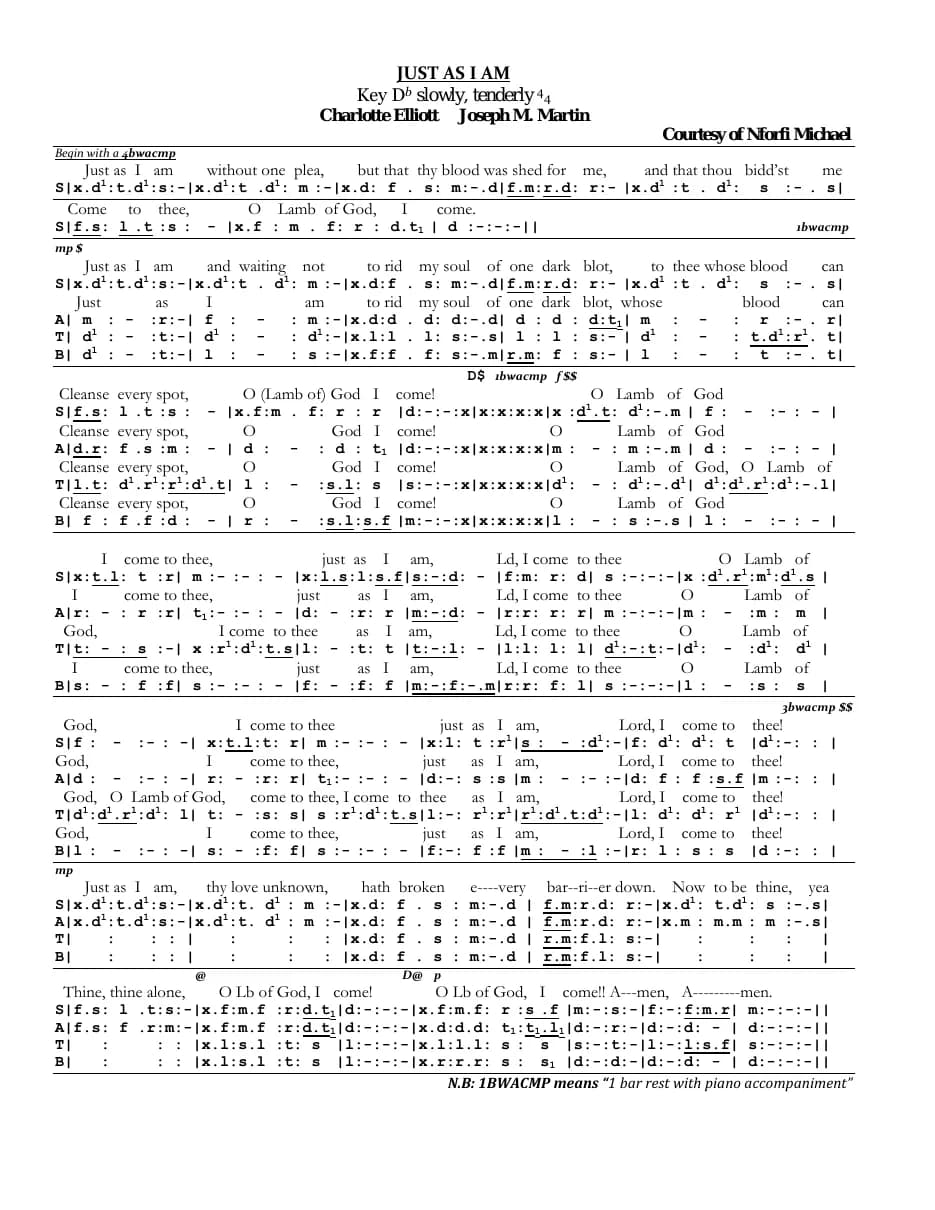 Just as I Am — first page