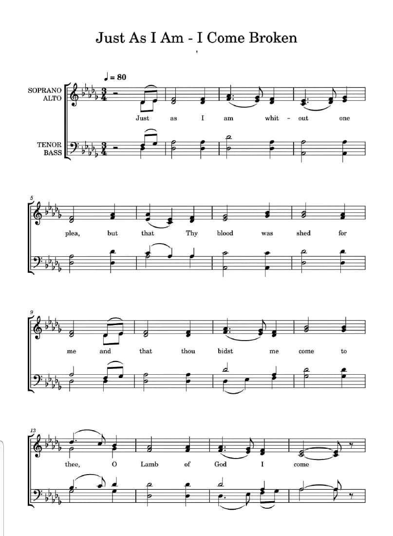 Just as I Am - I Come Broken — first page