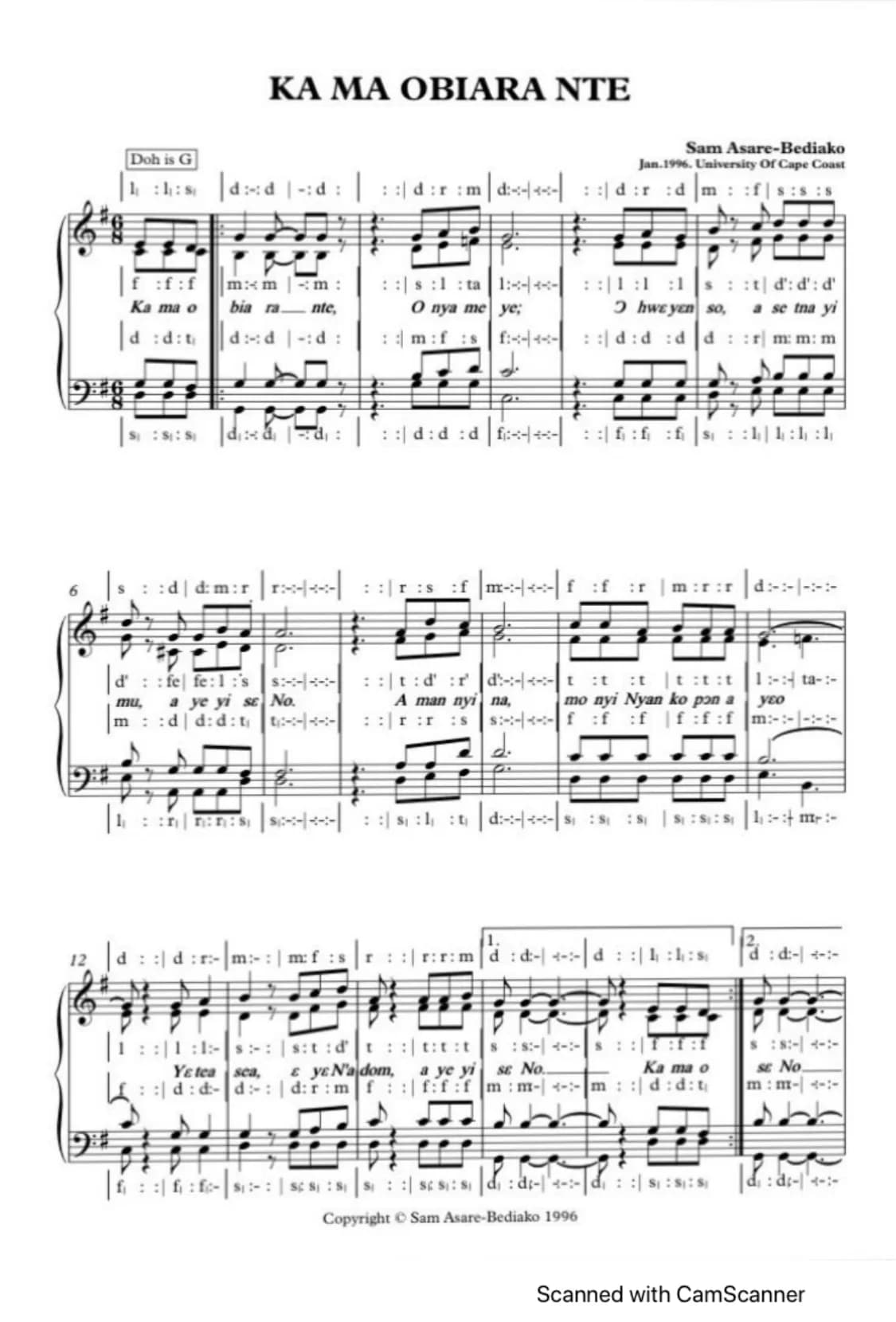 Kama Obiara Nte — first page