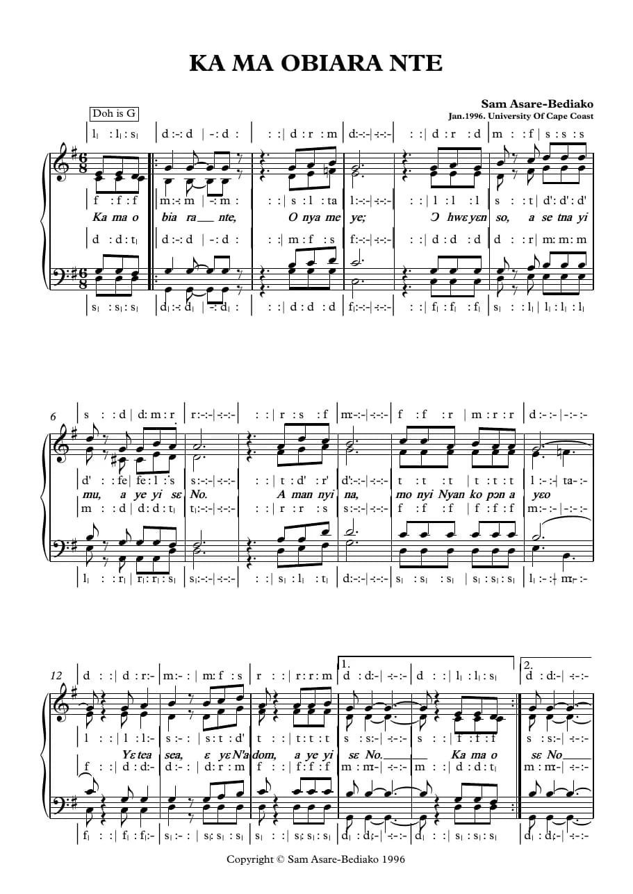 Kama Obiara Nte — first page