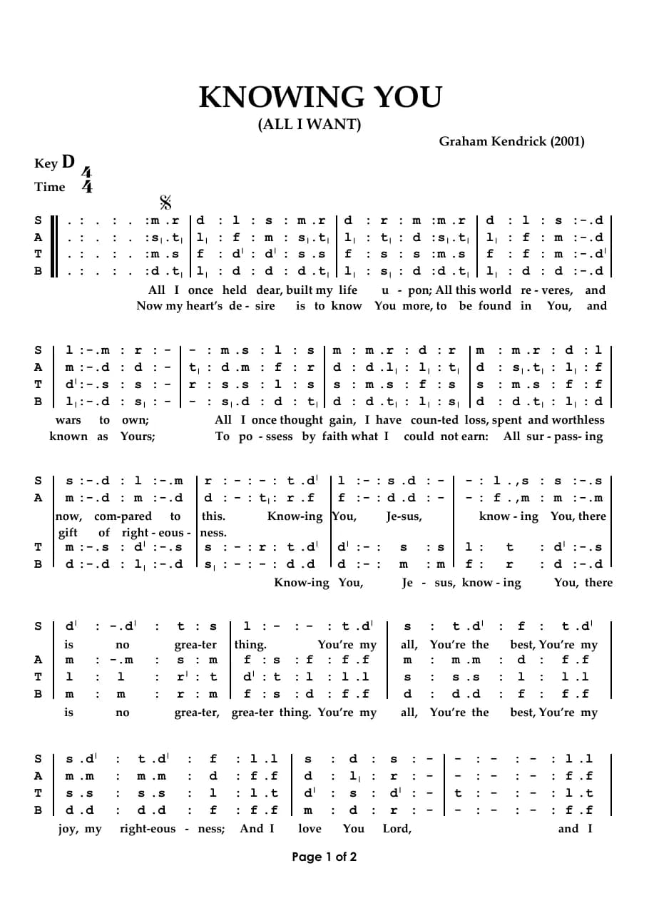 Knowing You — first page