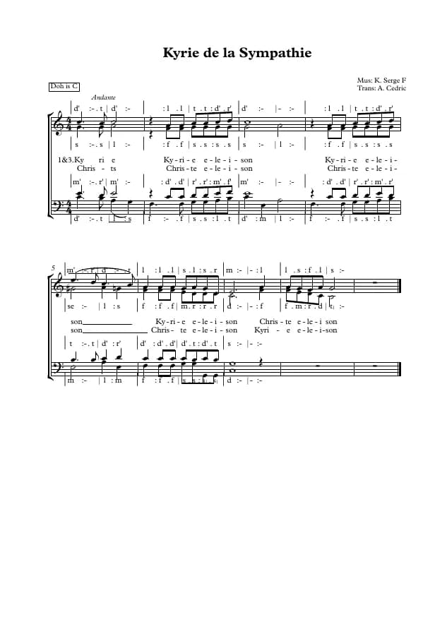 Kyrie de la Sympathie — first page