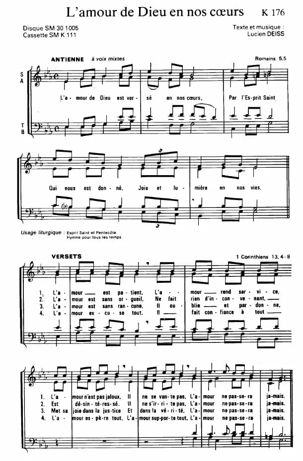 L'amour de Dieu en Nos Coeurs — first page