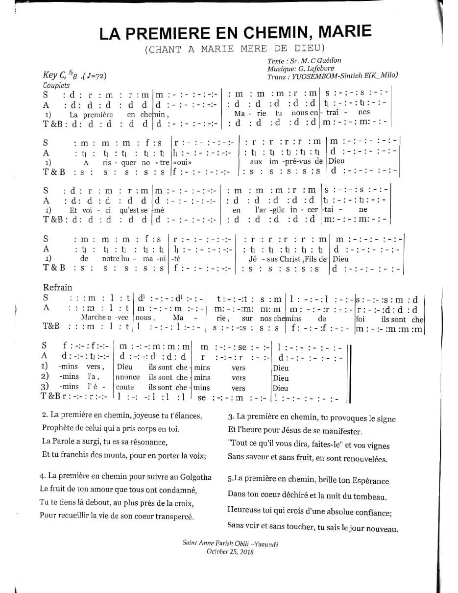 La Premiere en Chemin — first page