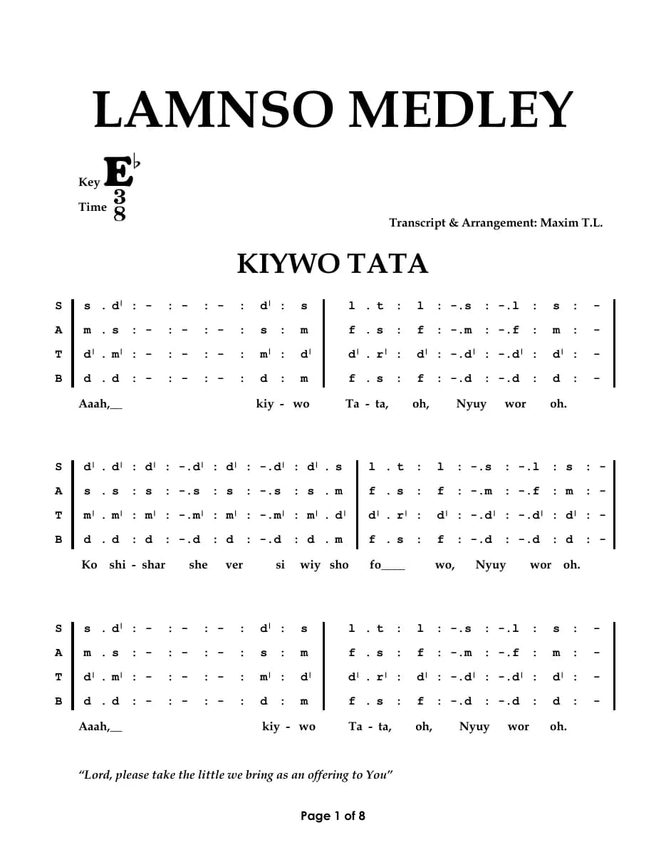 Lamnso Medley — first page