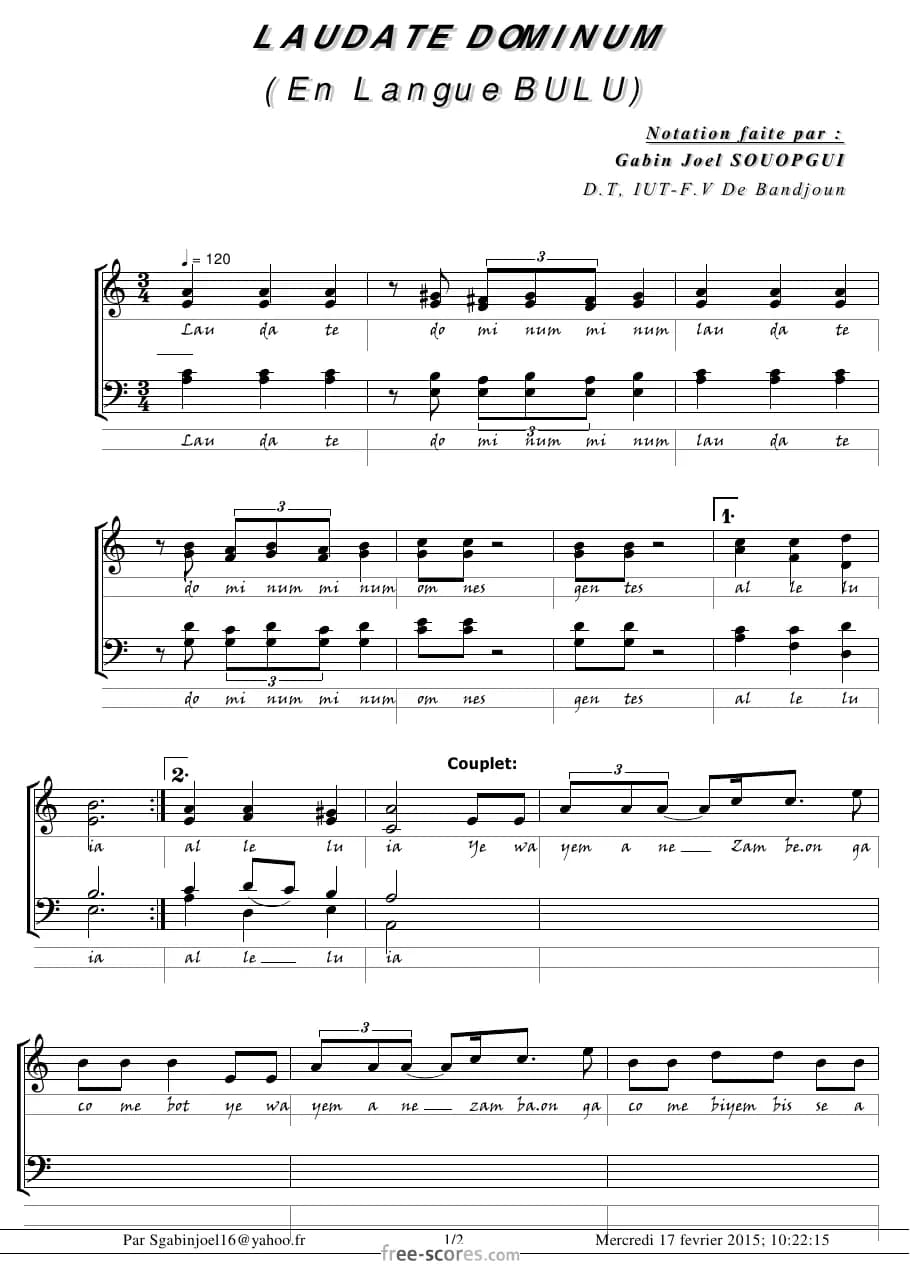 Laudate Dominum Bulu — first page