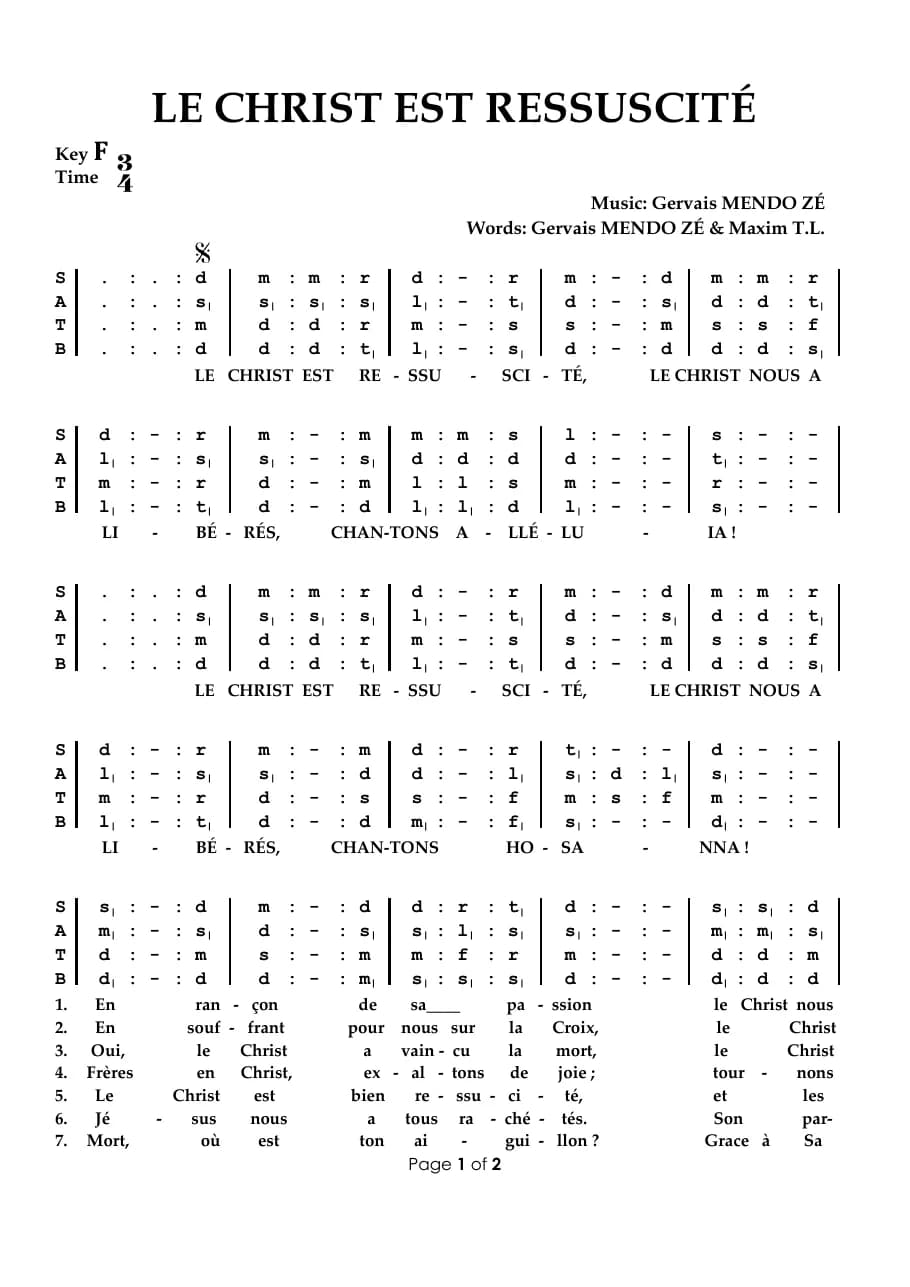 Le Christ Est Ressucité — first page