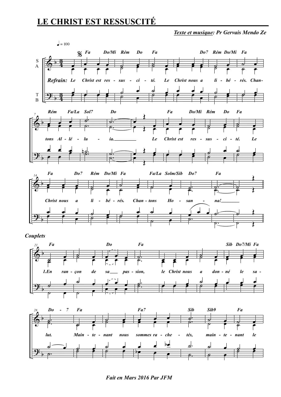 Le Christ Est Ressuscité — first page