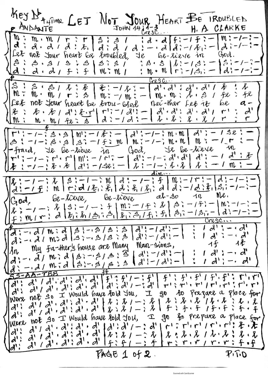 Let Not Your Heart Be Troubled — first page