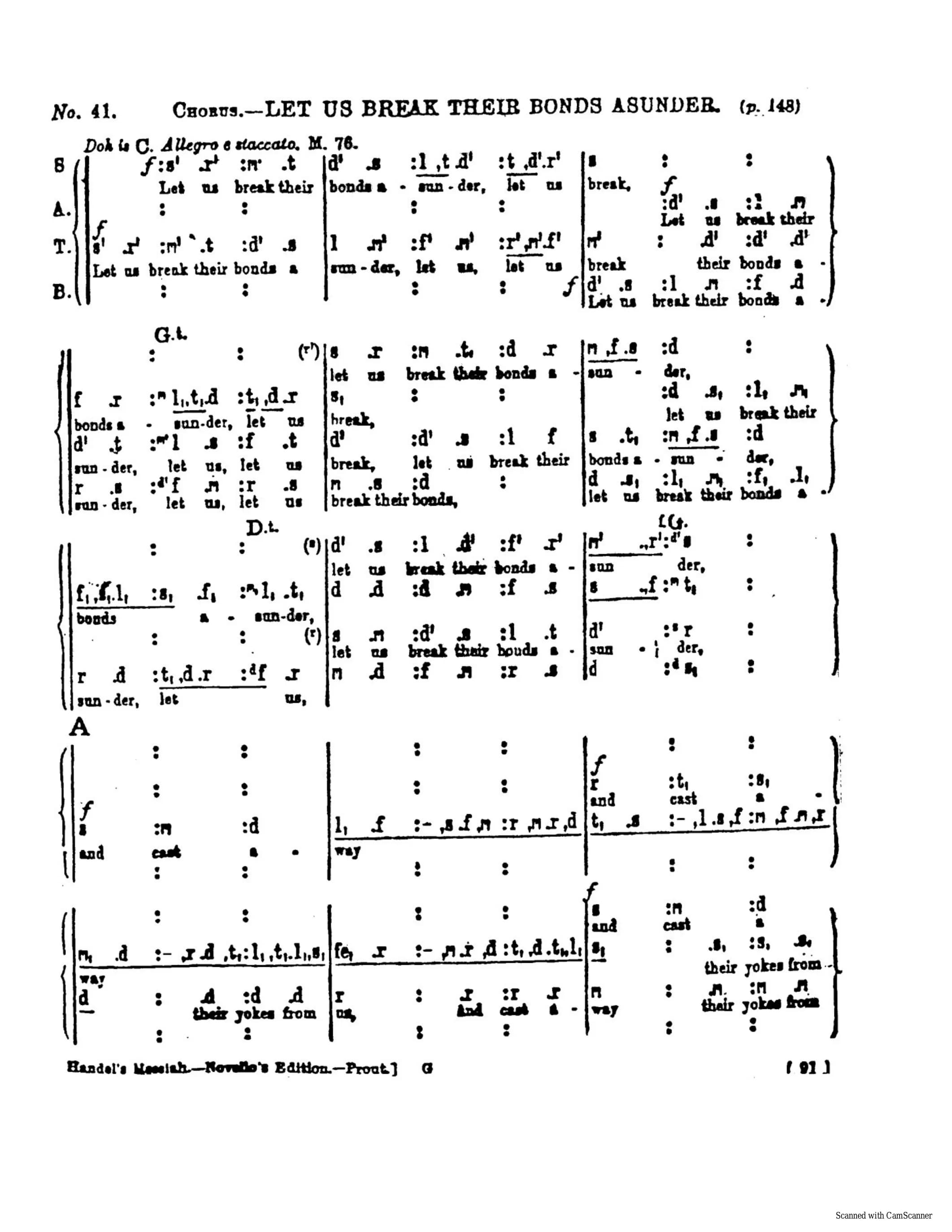 Let Us Break Their Bonds Asunder - from Messiah — first page