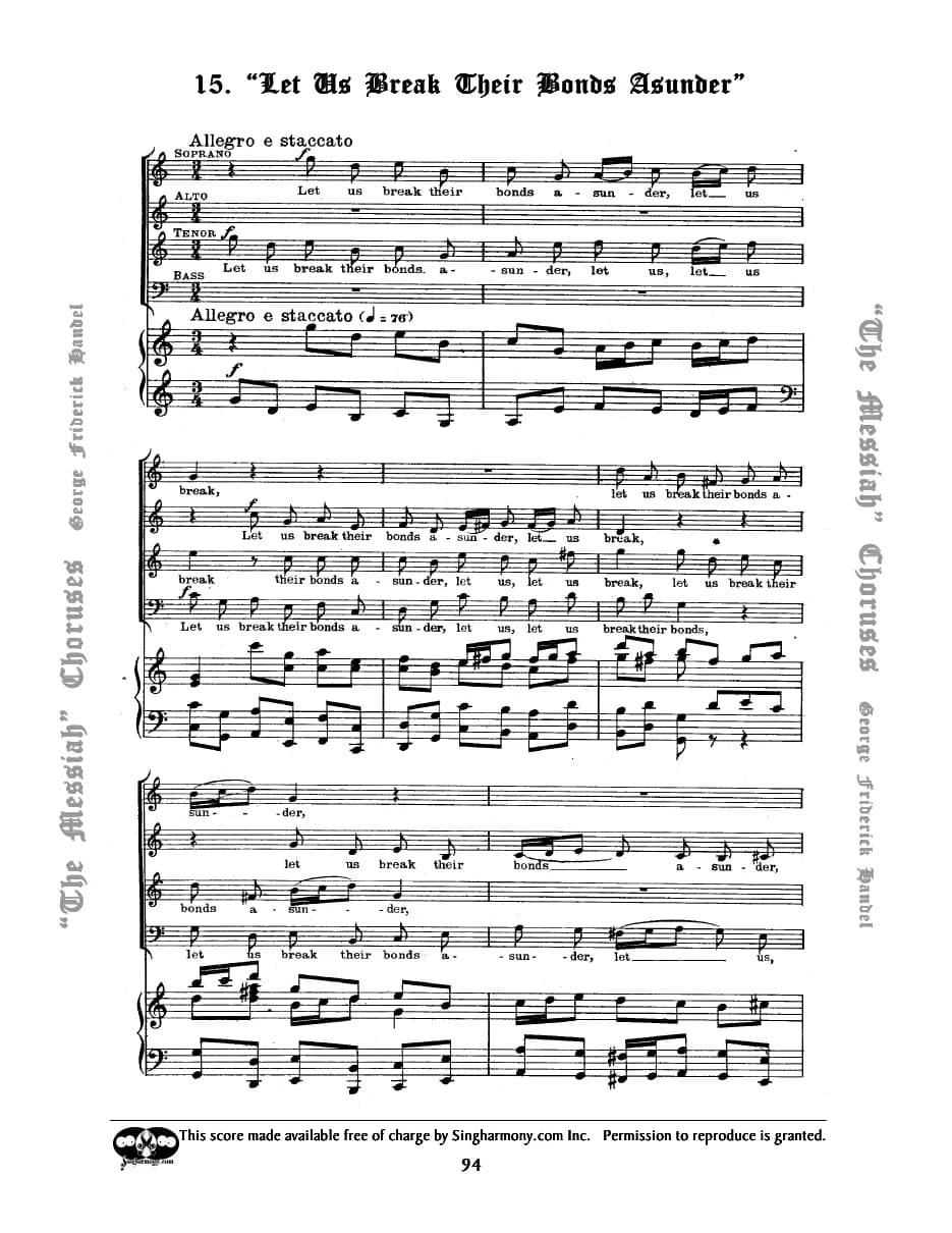 Let Us Break Their Bonds Asunder from Messiah — first page