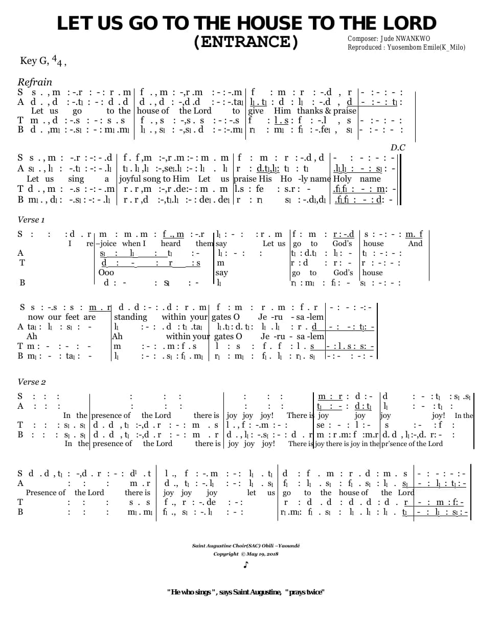 Let Us Go to the House of the Lord — first page