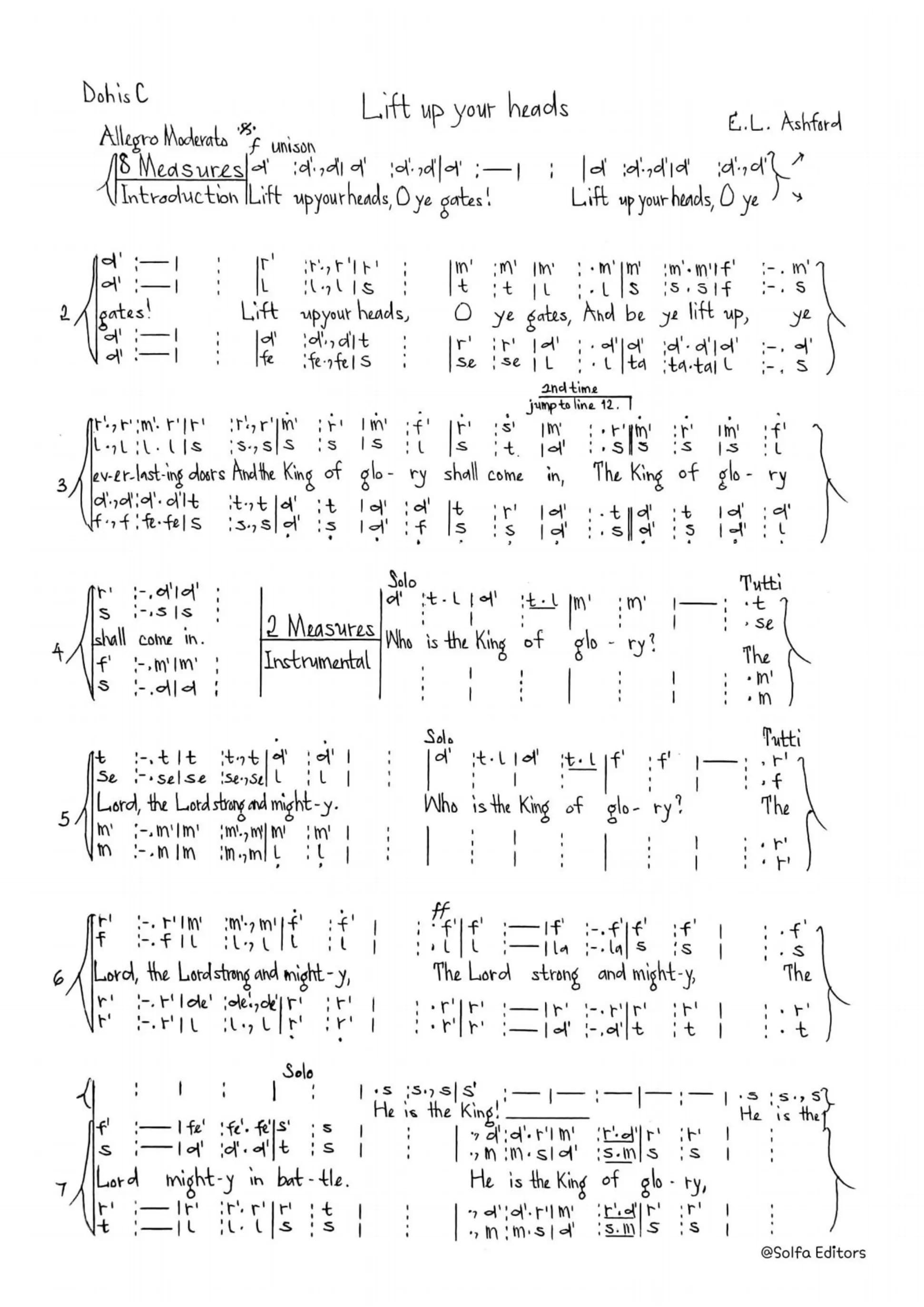 Lift Up Your Heads - Ashford Final — first page