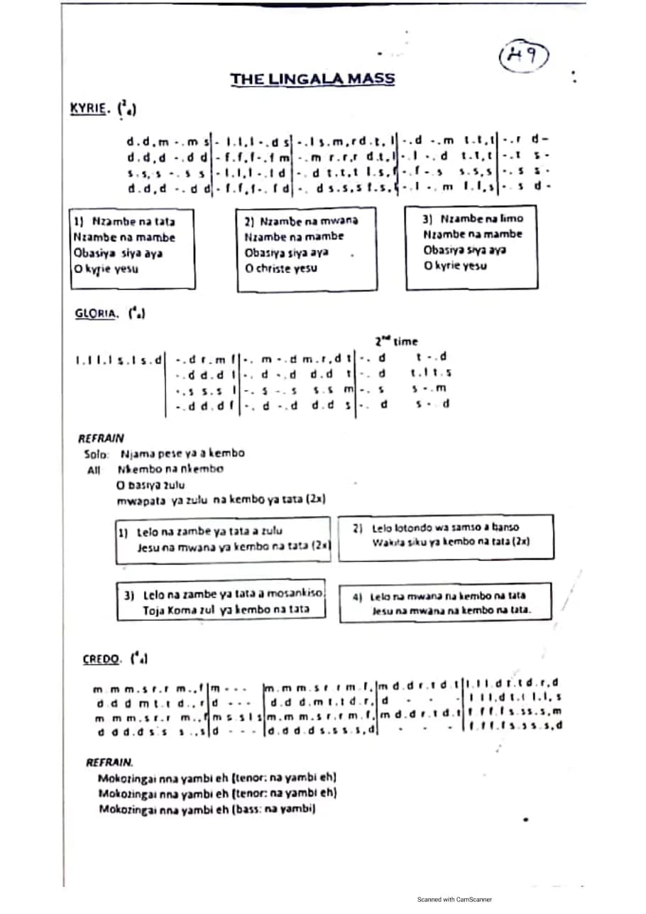 Lingala Mass — first page