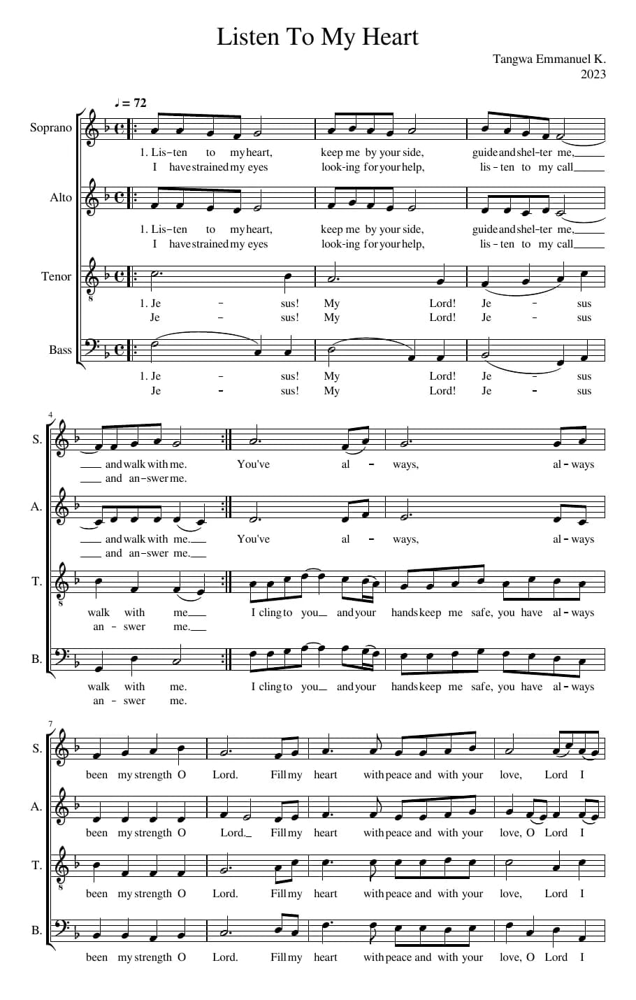 Listen to My Heart — first page