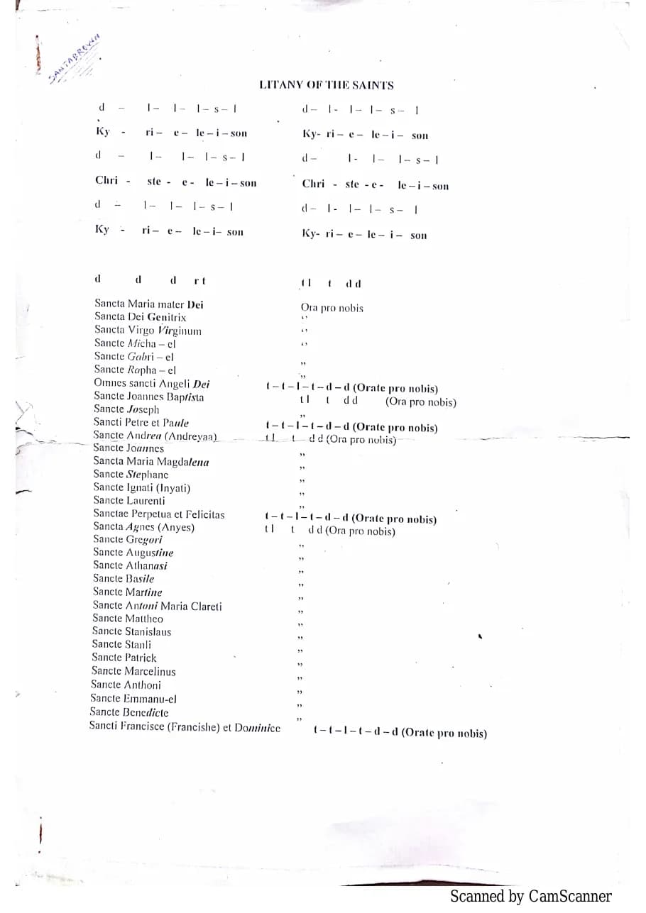 Litany of the Saints — first page