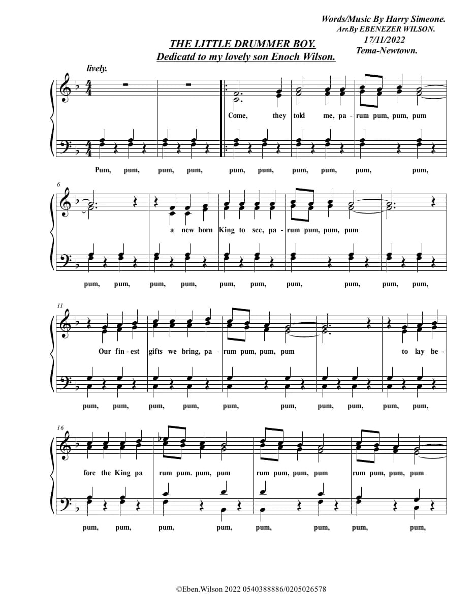 Little Drummer Boy — first page