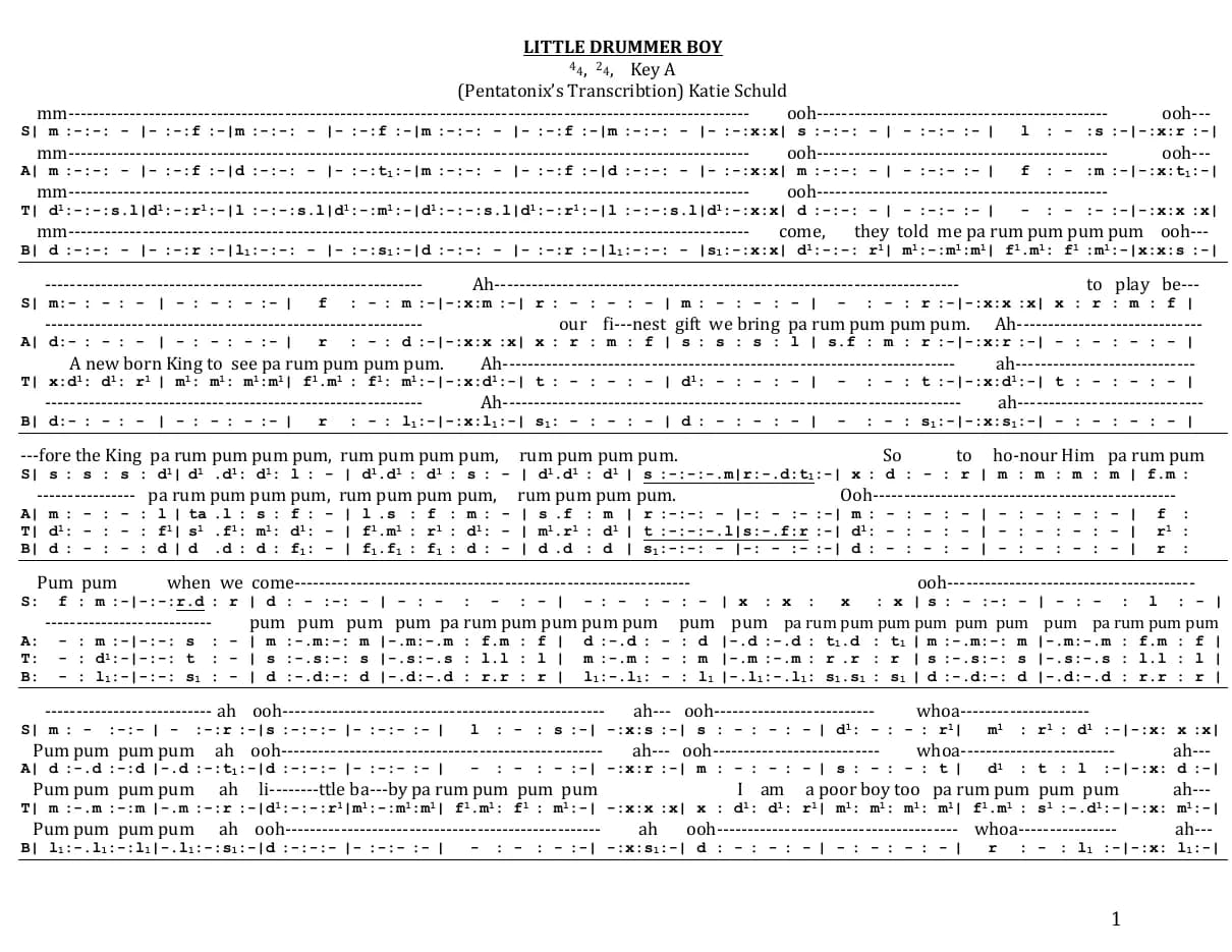 Little Drummer Boy — first page