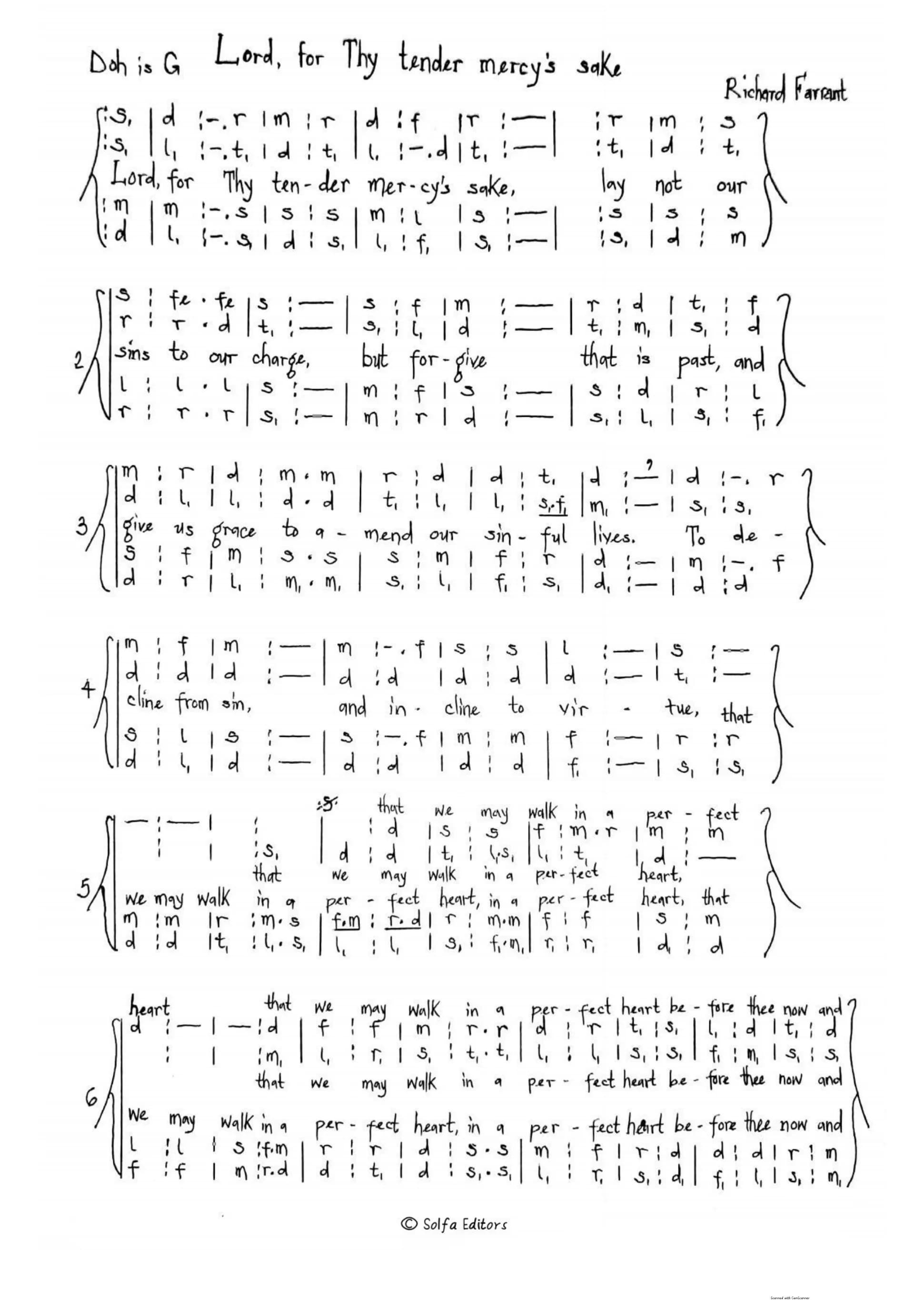 Lord, for Thy Tender Mercy S Sake — first page