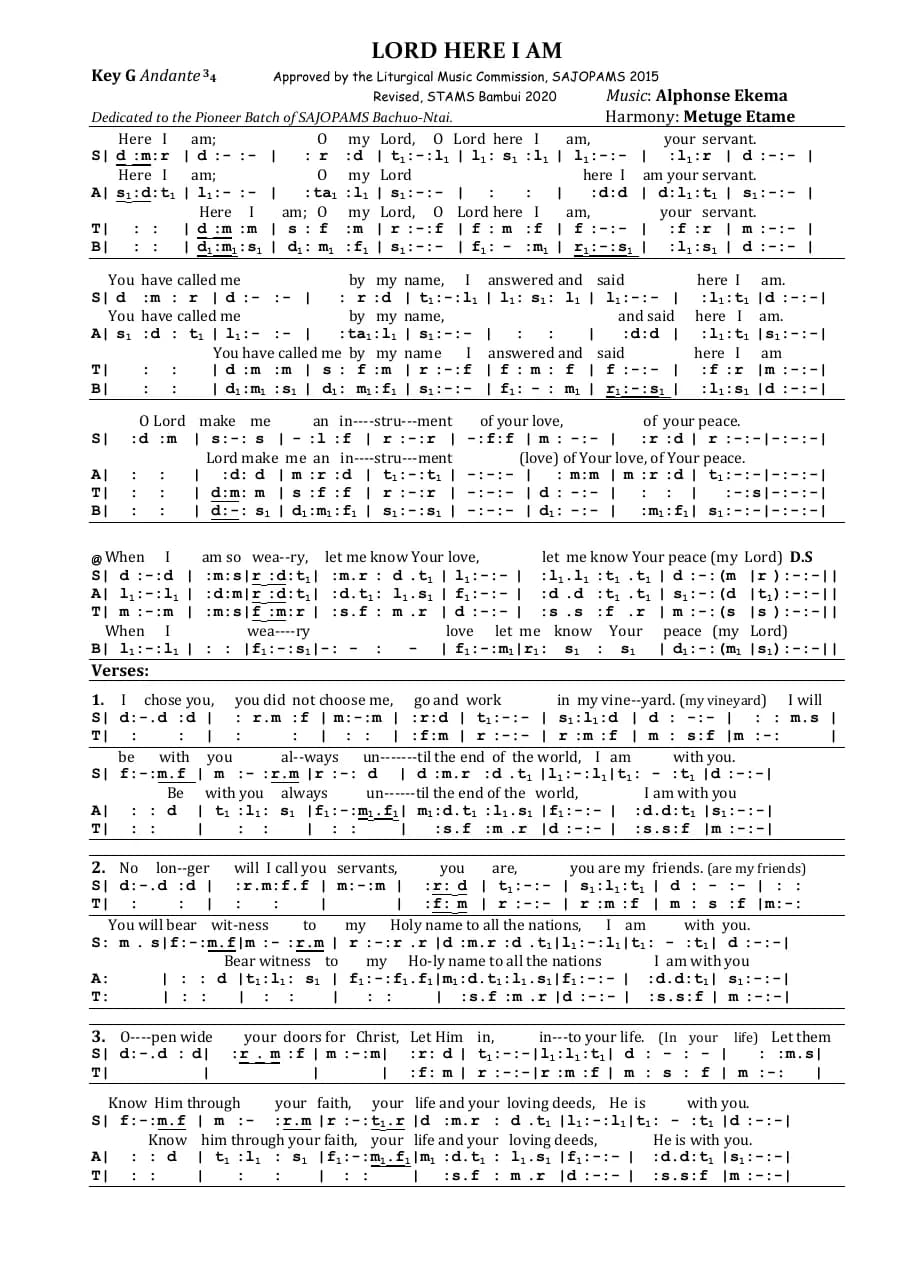 Lord Here I Am — first page