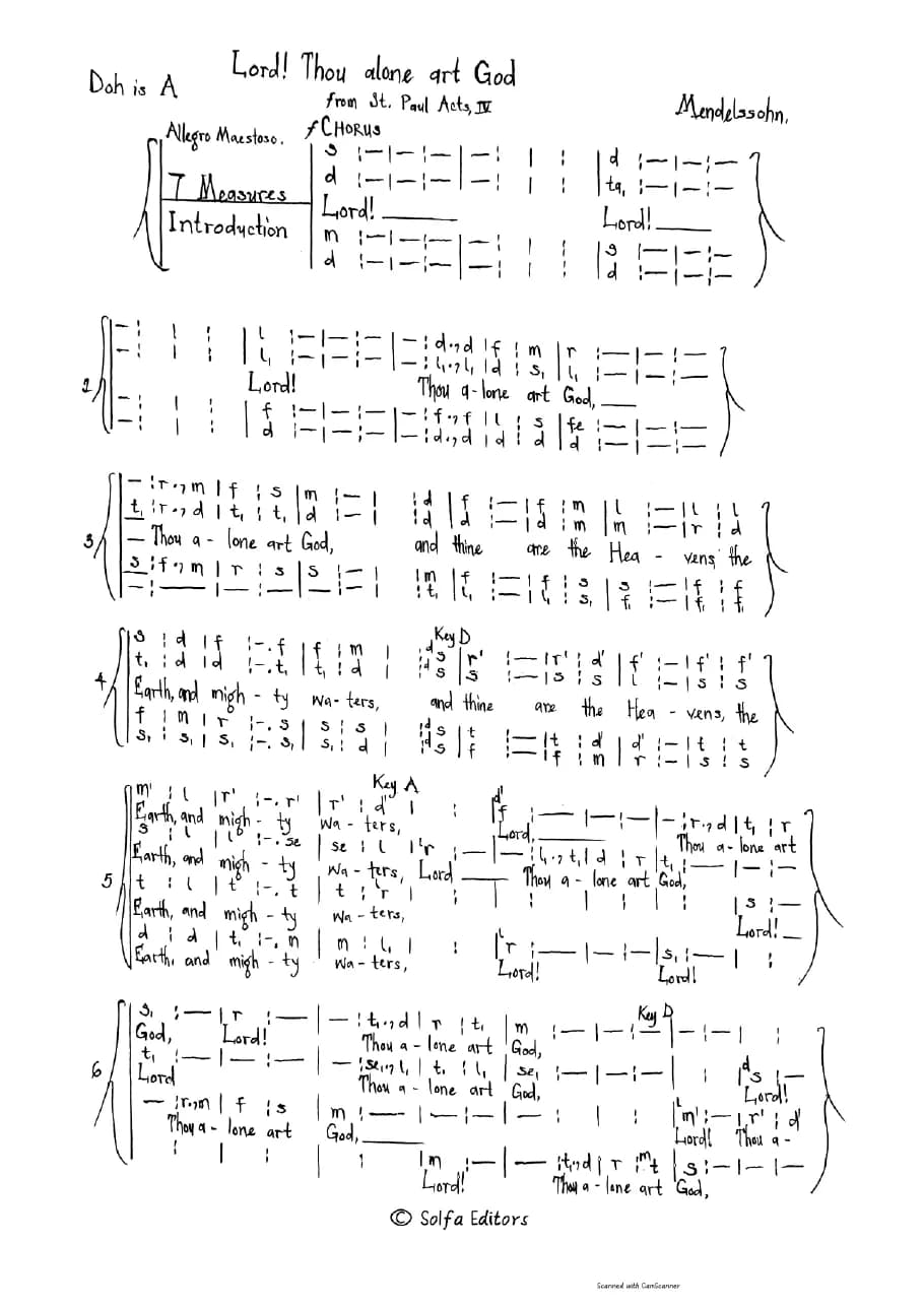 Lord! Thou Alone Art God - Mendelssohn's St Paul — first page