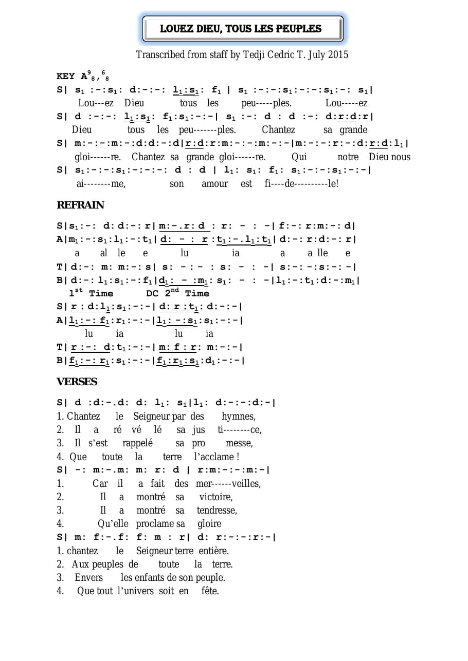 Louez Dieu Tous les Peuples — first page
