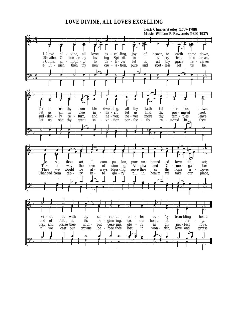 Love Divine All Loves Excelling — first page